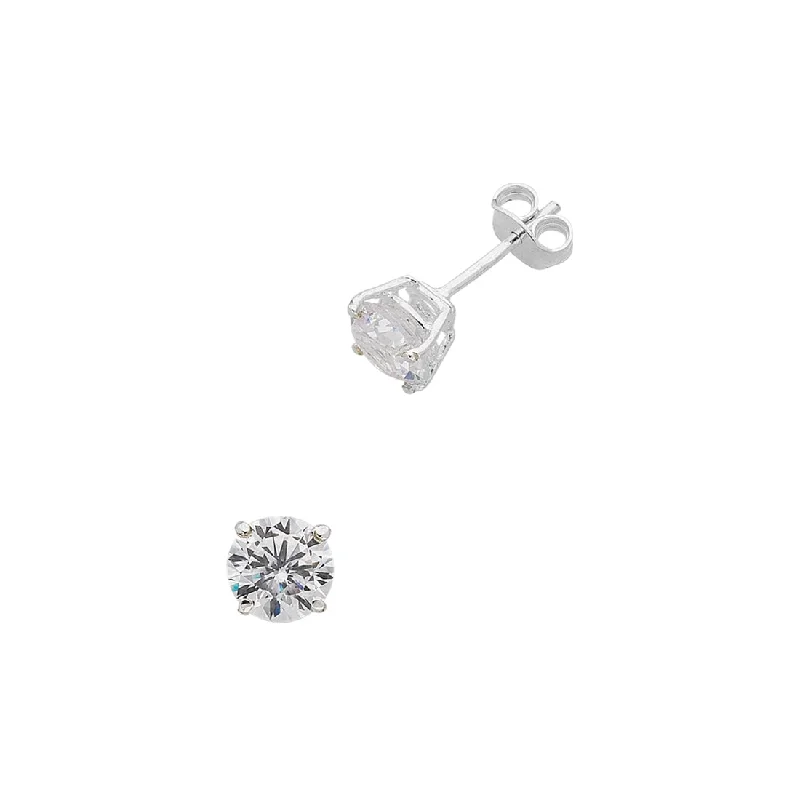 hoop earrings with diamonds -Sterling Silver 7mm Cubic Zirconia Stud Earrings