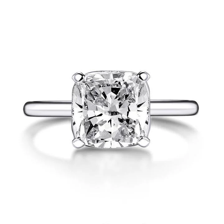 diamond rings for women -3.0 CT Classic Cushion Cut Solitaire Ring