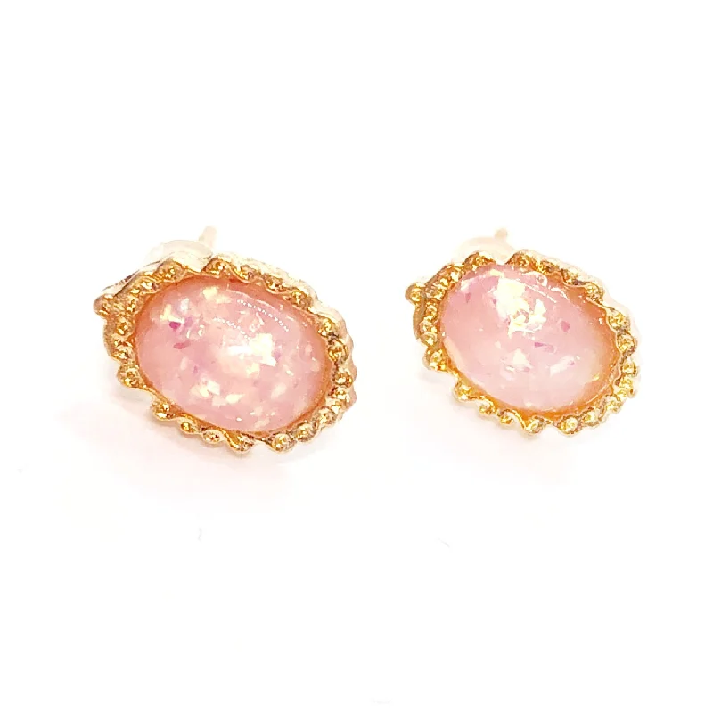 fine gold earrings for women -Pearlescence Oval Framed Stud Earrings