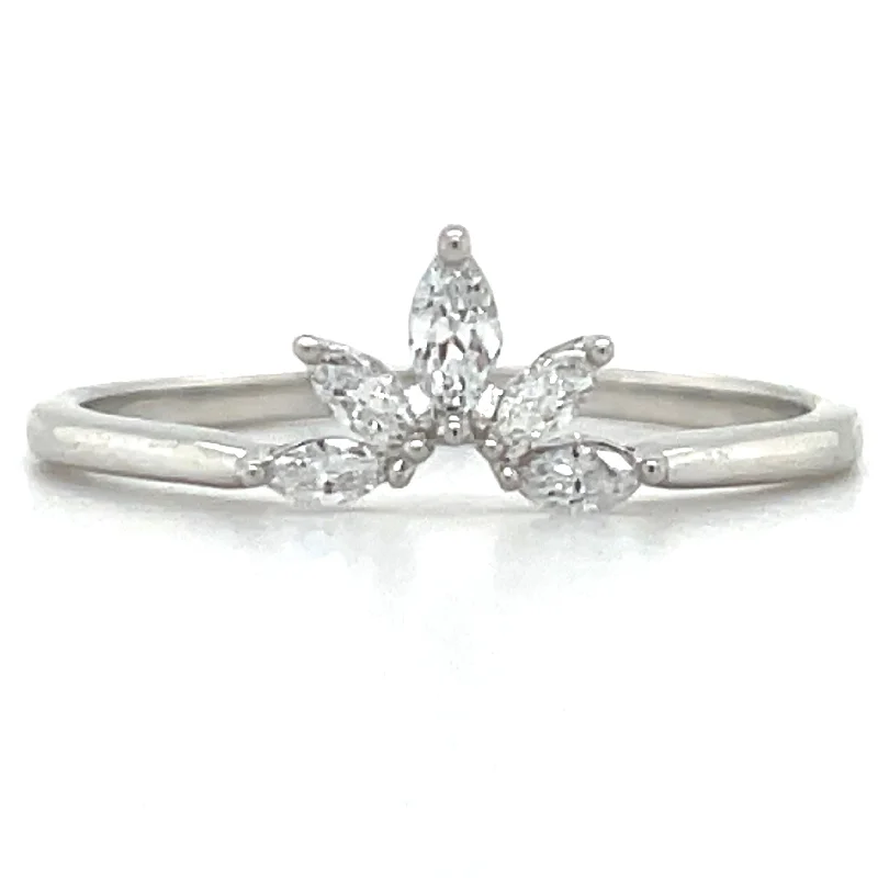 elegant engagement rings -9ct White Gold 0.18ct Laboratory Grown Diamond Crown Ring