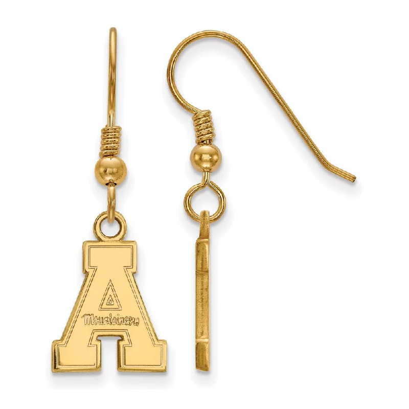 multi-layer earrings for women -14k Gold Plated Silver Appalachian State U Small Dangle Earrings