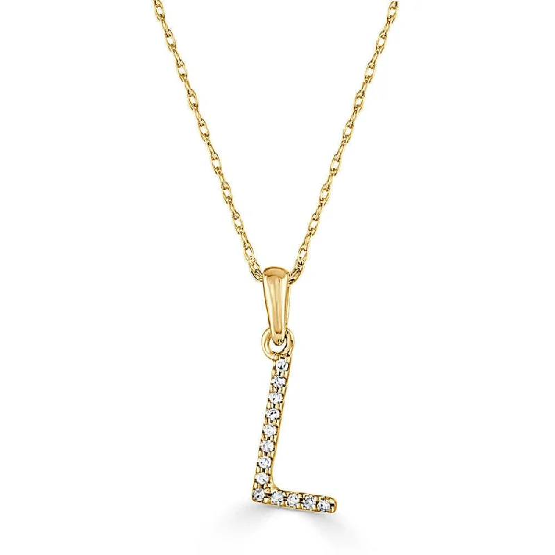 silver necklaces for women -14k Gold & Diamond Initial Necklace- L