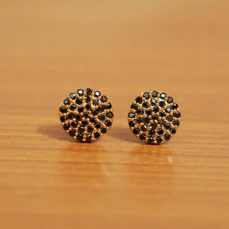 trendy earrings for women -BLACK ONYX STUDS