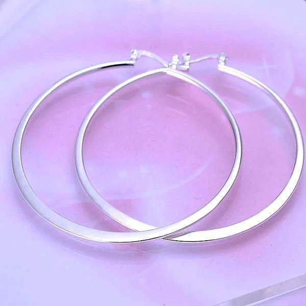 teardrop earrings for women -Silver Razor Bold Hoop Earrings For Woman