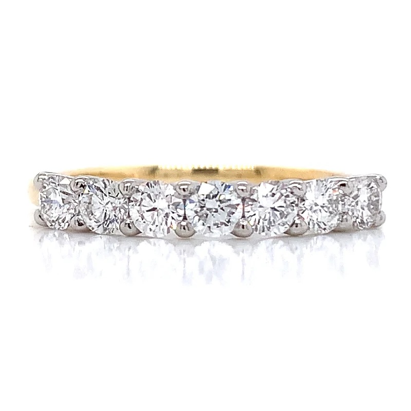 wedding sets for women -18ct Yellow Gold .73ct Laboratory Grown Diamond 7 Stone Eternity Ring