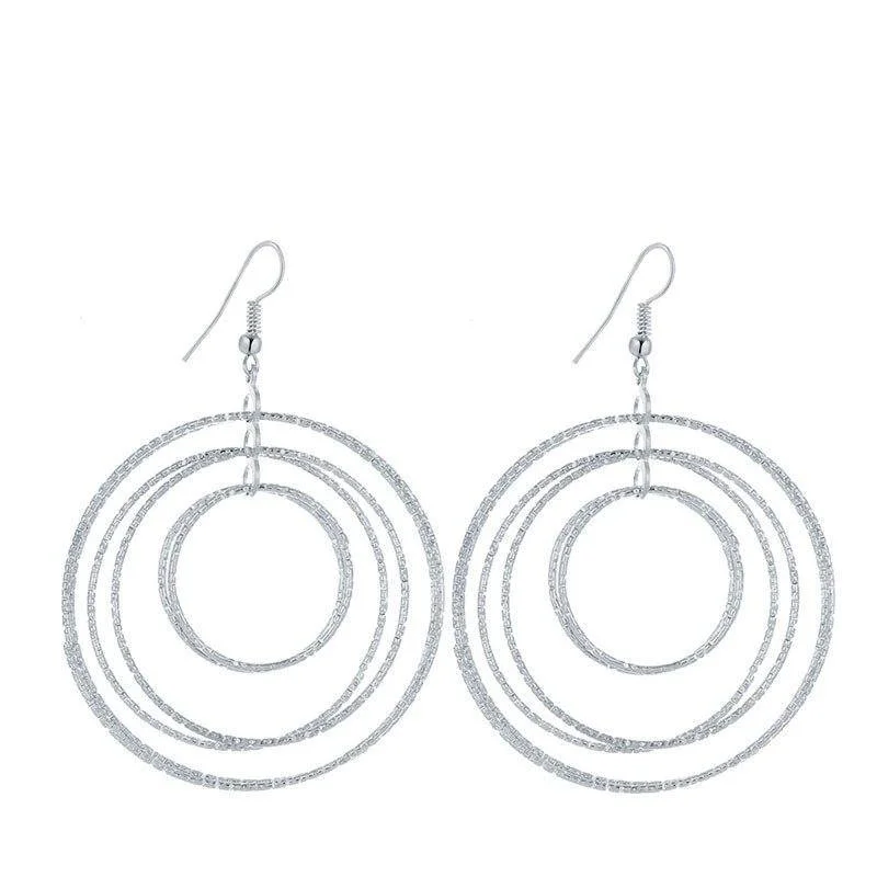 crystal drop earrings for women -Dangling Circles Earrings in Gold or Silver for Women