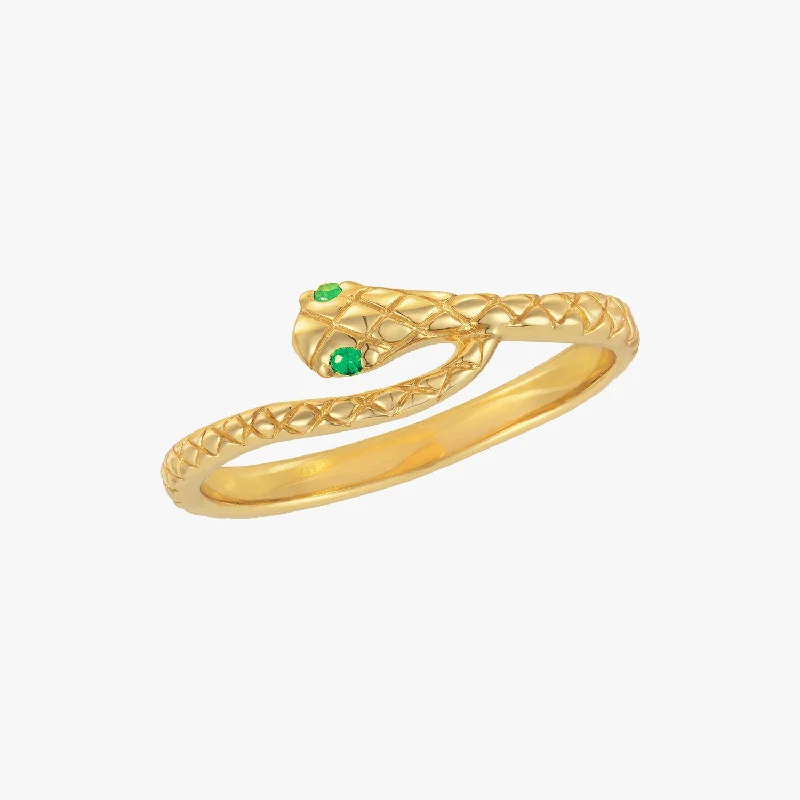 promise rings for women -Textured Snake Ring Gold