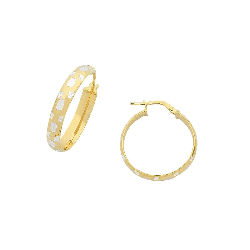 vintage earrings for women -9ct Yellow Gold Silver Infused Diamond Cut Hoop Earrings