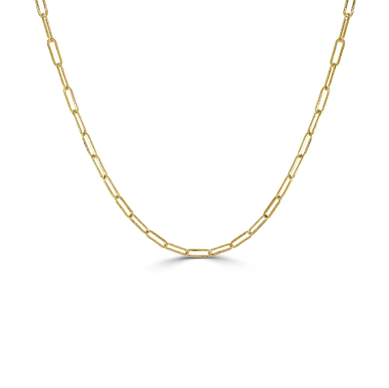 simple chain necklaces for women -14k Gold Paperclip Link Necklace