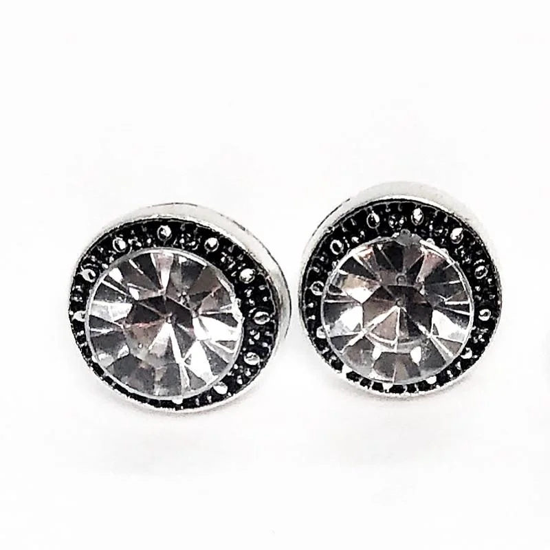 geometric earrings for women -Marcasite Zirconia Halo Stud Earrings for Woman