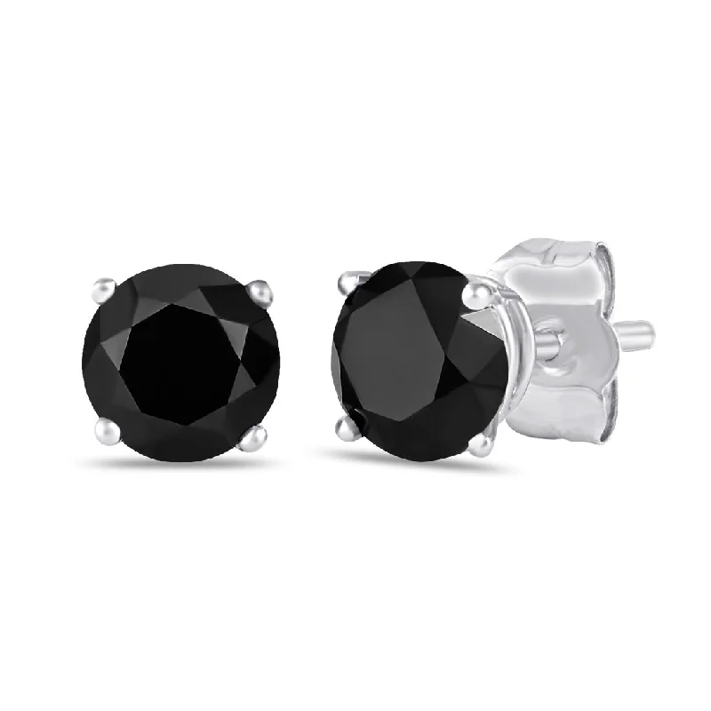 luxury drop earrings for women -Tia 1.00ct Black Diamond Earrings in 9ct White Gold