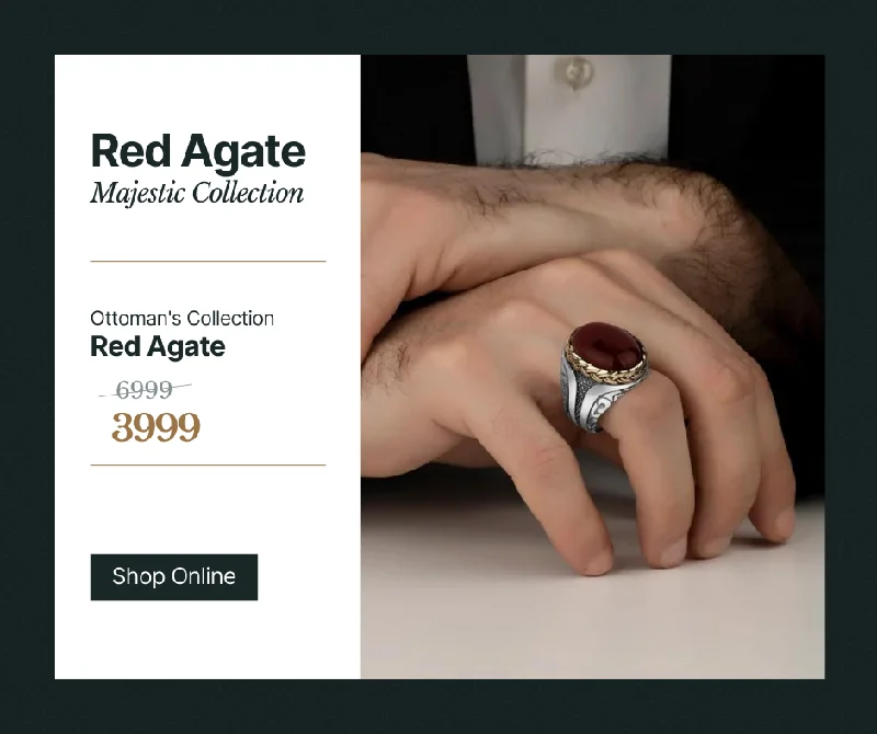 gemstone wedding rings -RED AGATE TURKISH RING