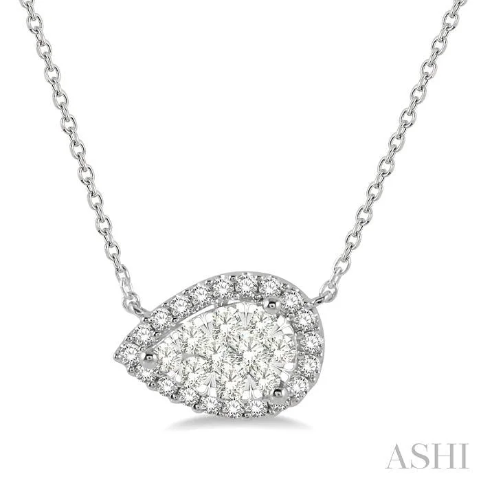 emerald necklaces for women -PEAR SHAPE EAST-WEST HALO LOVEBRIGHT ESSENTIAL DIAMOND PENDANT