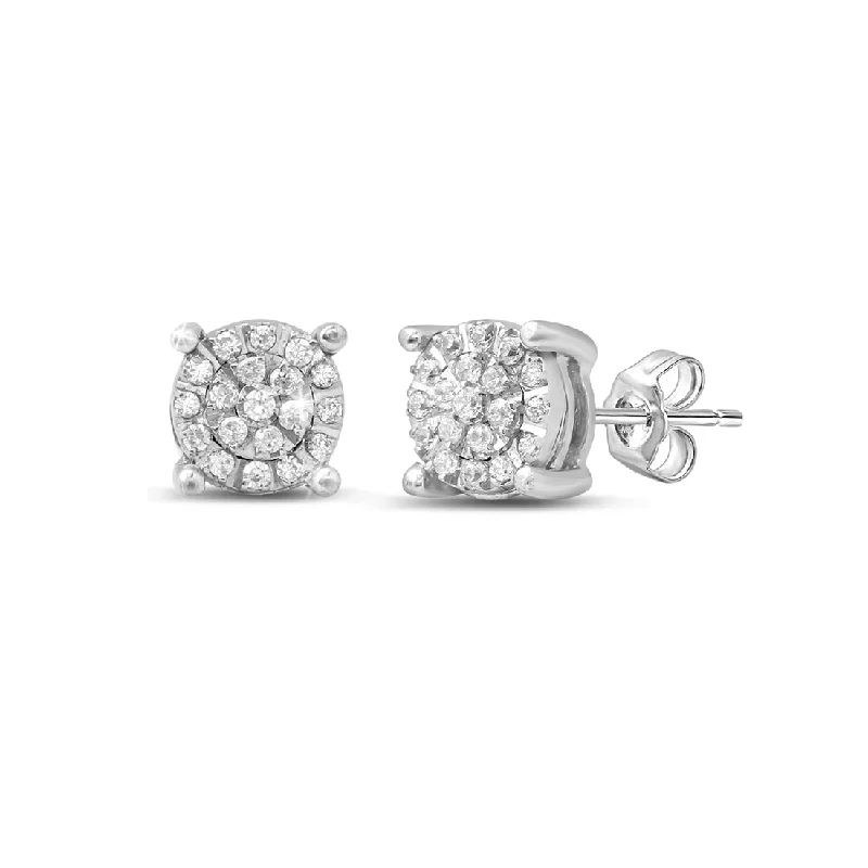 chic crystal earrings for women -Sterling Silver 0.15ct Diamond Stud Earrings