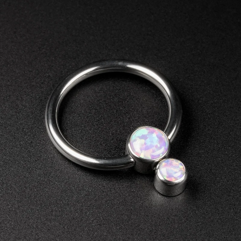 diamond rings for women -Double Flash Lavender Synth Opal Titanium BCR Ball Close Ring