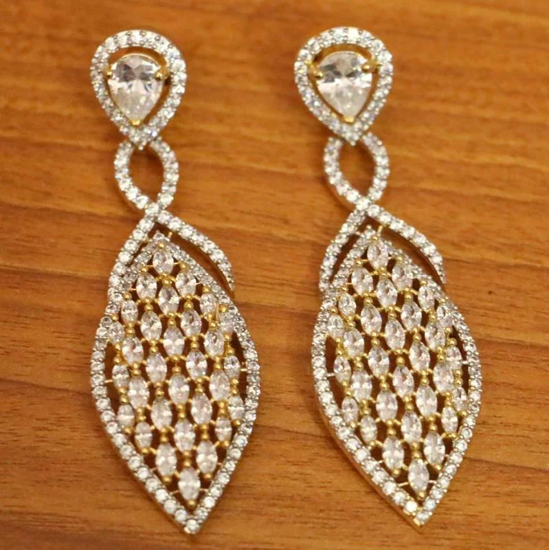 trendy crystal earrings for women -WHITE DANGLERS-DROPS