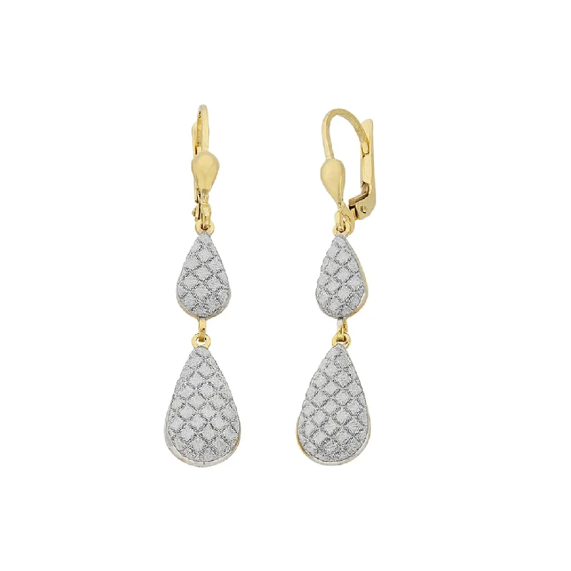 wedding diamond earrings for women -9ct Yellow Gold Silver Infused Double Oval Stardust Drop Earrings