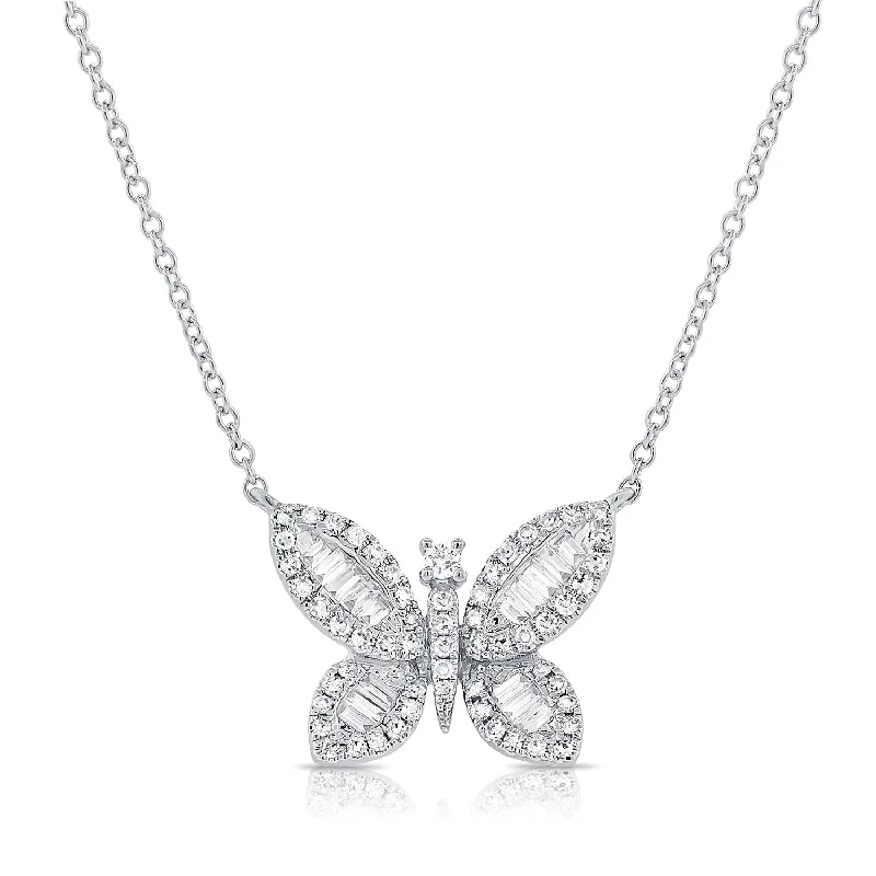 simple gold necklaces for women -14k Gold & Diamond Butterfly Necklace