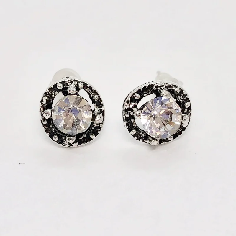 luxury earrings for women -Elegant Black & White Halo Stud Earrings