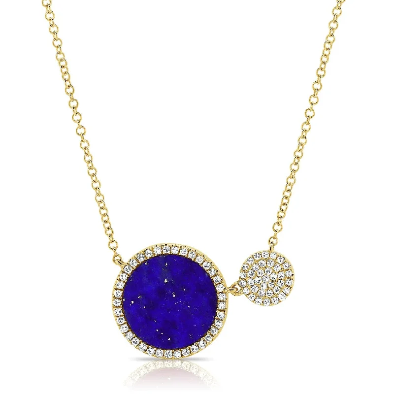 vintage-inspired necklaces for women -14k Gold & Diamond Lapis Necklace