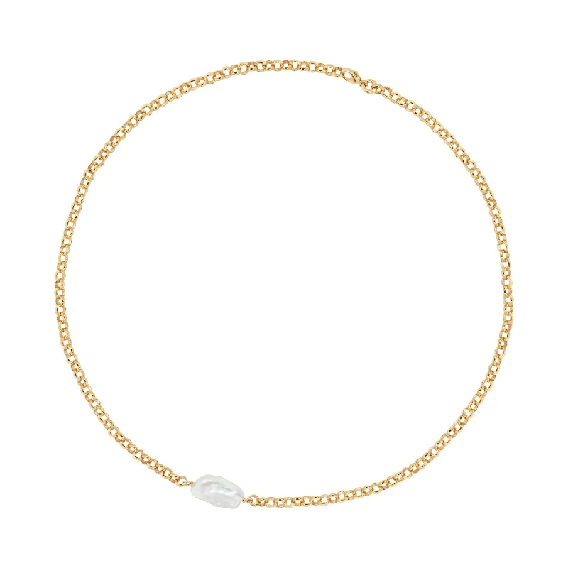 love necklace for women -Biwa Delicate Gold Plated Necklace w. Pearl