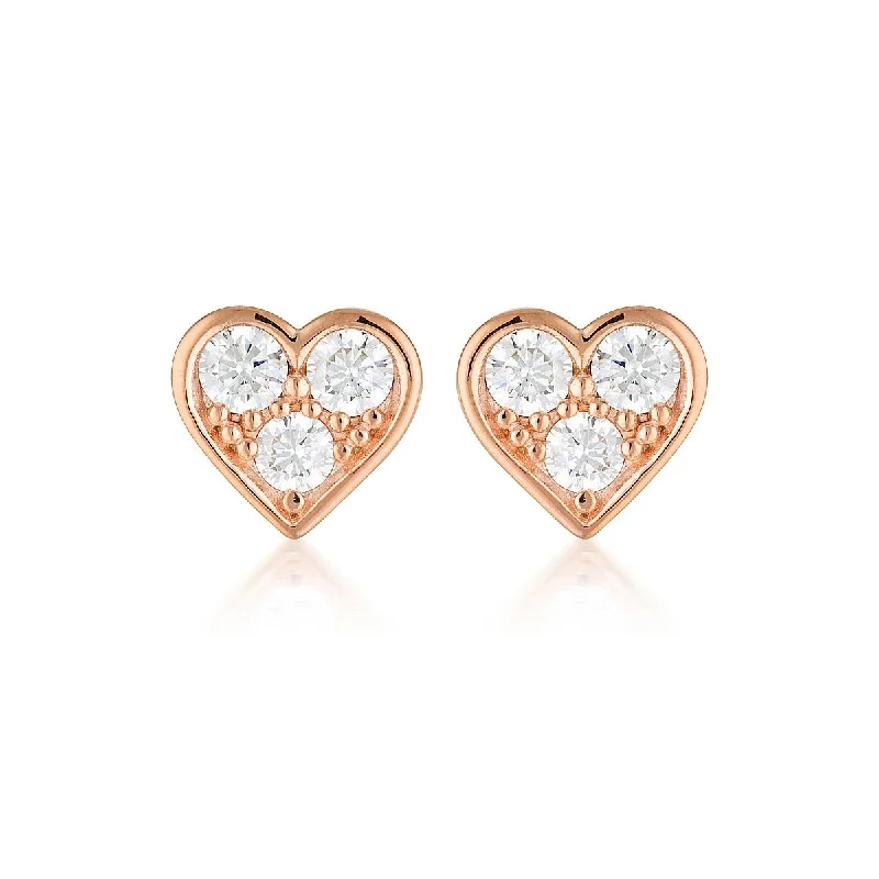 unique hoop earrings for women -Georgini Cubic Zirconia Rose Gold Heart Earrings