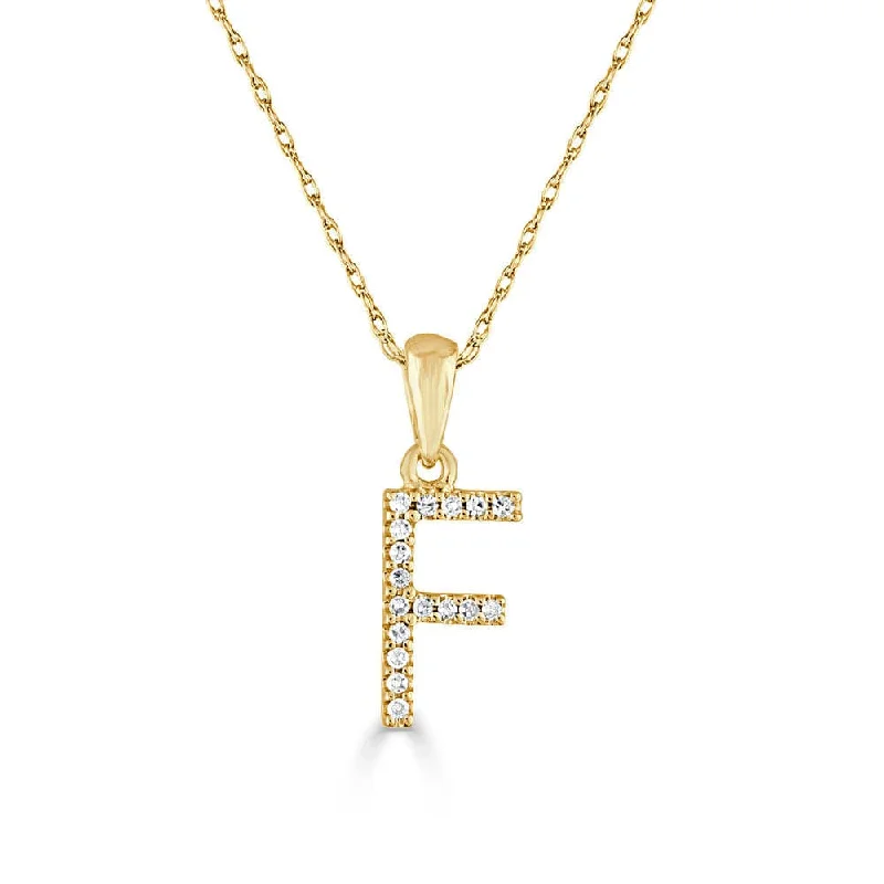 heart pendant necklaces for women -14k Gold & Diamond Initial Necklace- F