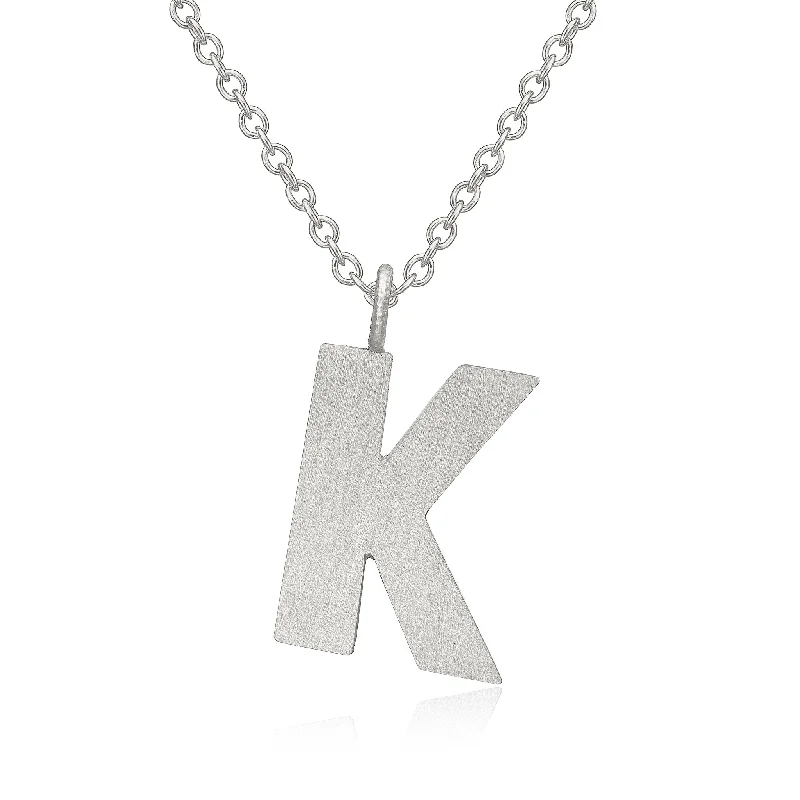 sparkling necklaces for women -Letter K Silver Necklace