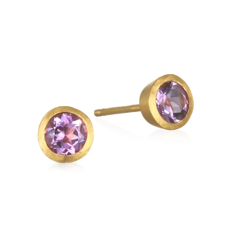 diamond earrings for women -Sacred Awareness Amethyst Stud Earrings