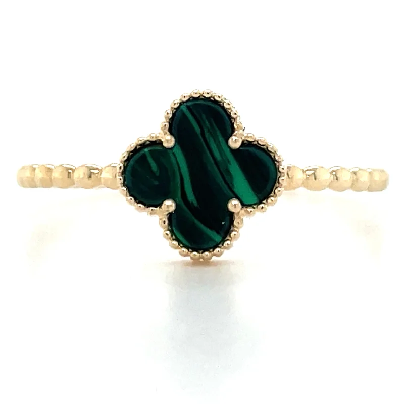 timeless engagement rings -9ct Yellow Gold Malachite Clover Ring