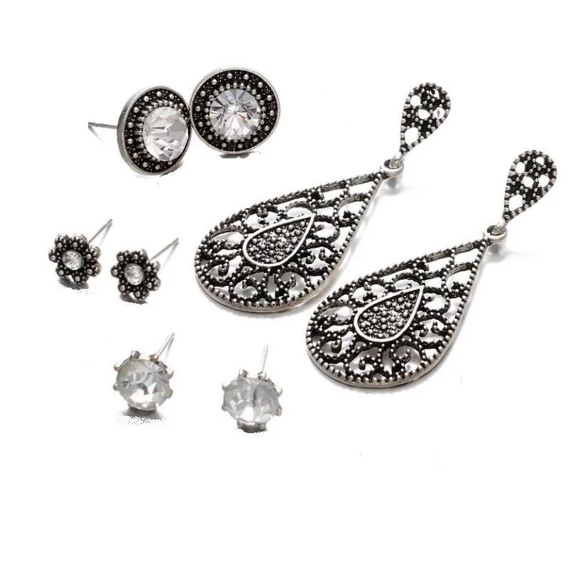 unique earrings for women -Mix & Match Milgrain Four Piece Earring Ensemble