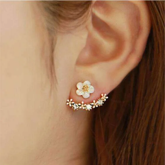 contemporary earrings for women -Peek-A-Boo Posies Flowered Stud Earrings & Jacket