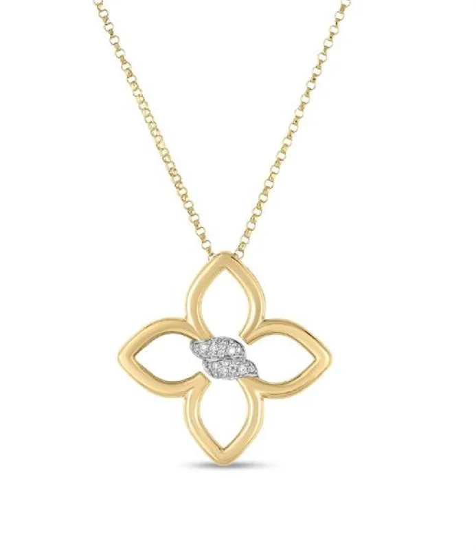 gemstone pendant necklaces for women -Roberto Coin Cialoma Small Diamond Flower Necklace