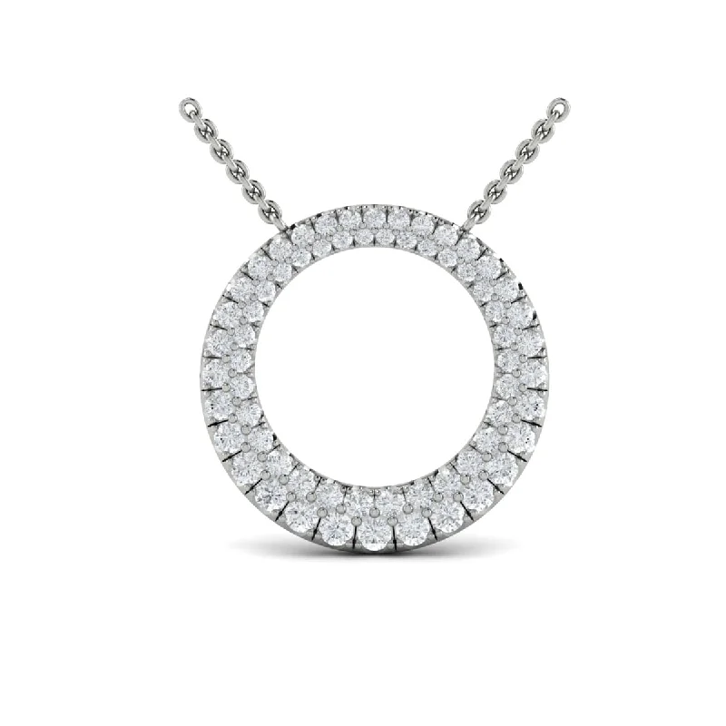 wedding necklaces for women -Graduated Diamond Double Row Open Circle Pendant Necklace