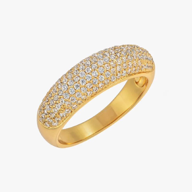 engagement rings for women -Encrusted Pave Dome Ring Gold