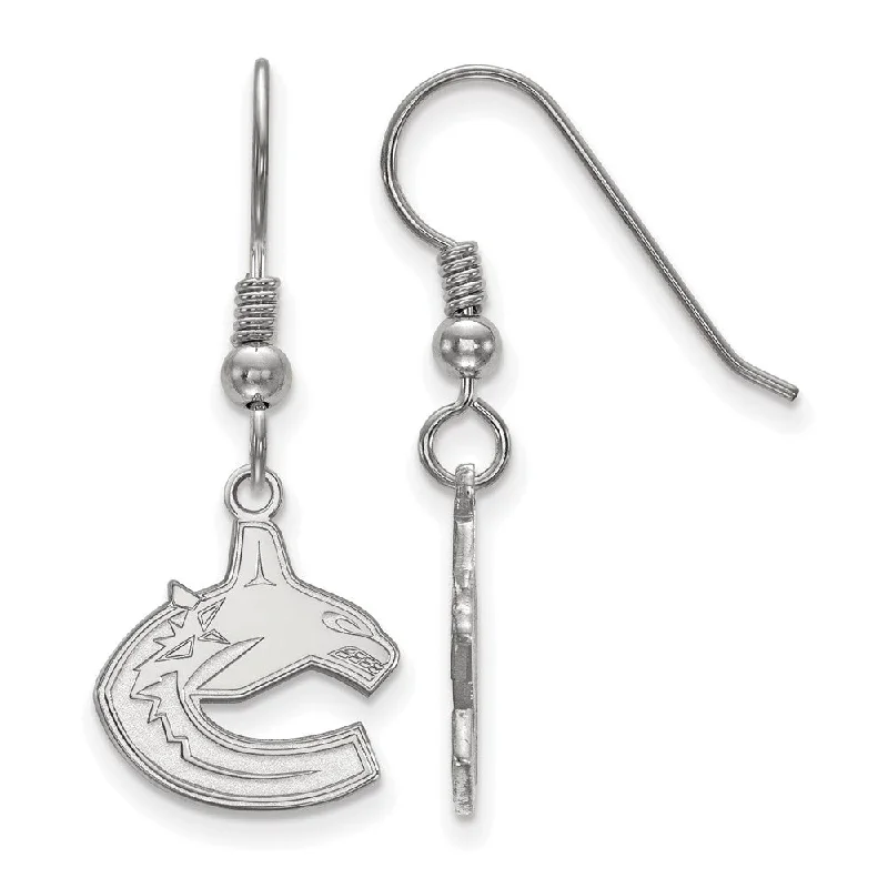 long drop earrings for women -Sterling Silver NHL Vancouver Canucks Small Dangle Earrings