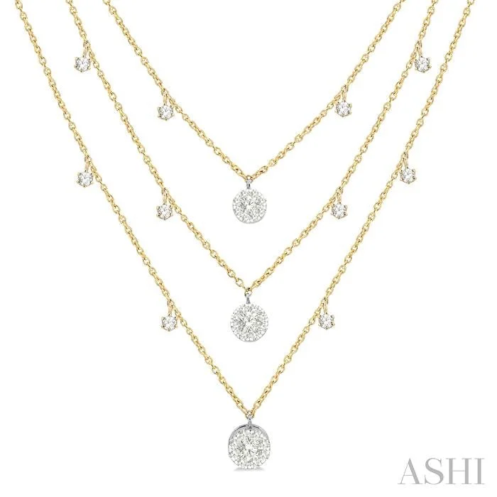 adjustable chain necklaces for women -ROUND SHAPE LOVEBRIGHT DIAMOND LAYERED NECKLACE