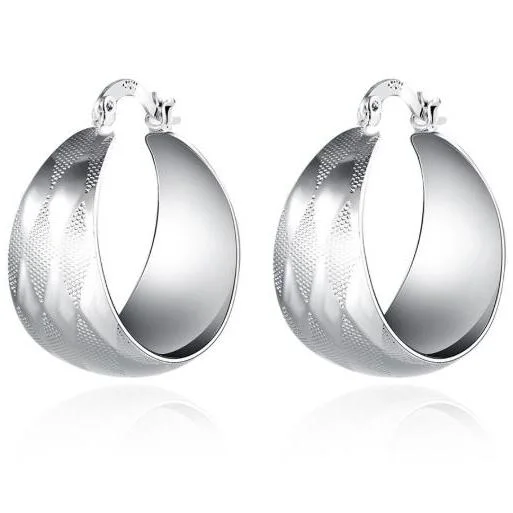 stud pearl earrings for women -Harlequin Silver Dome Hoop Earrings for Women