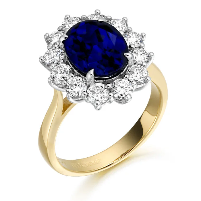 cushion-cut rings for women -9ct Yellow Gold Princess Di Sapphire CZ Ring