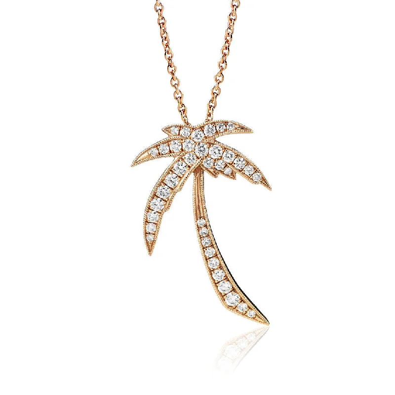 love necklace for women -Palm Dream 18K Gold, Rosegold or Whitegold Necklace w. Diamonds