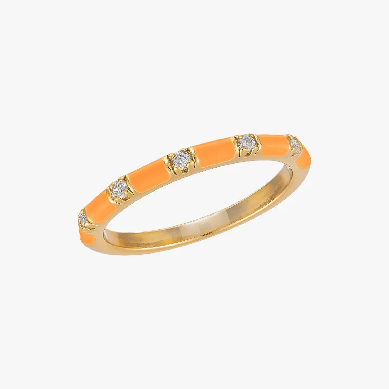 bohemian engagement rings -Coral Orange CZ Stacker Ring