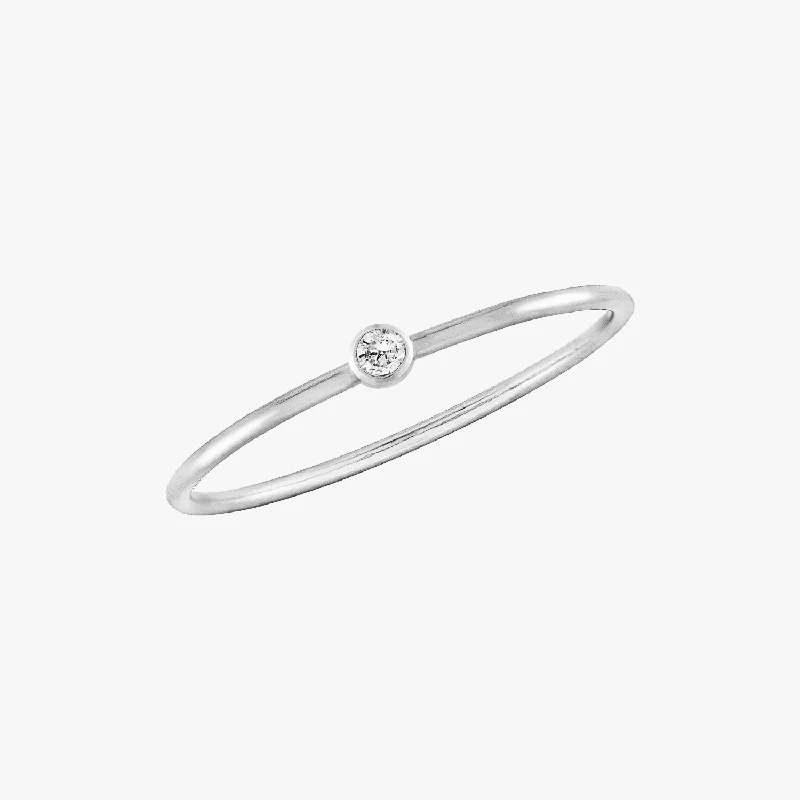 elegant engagement rings -Mini Bezel Ring Silver