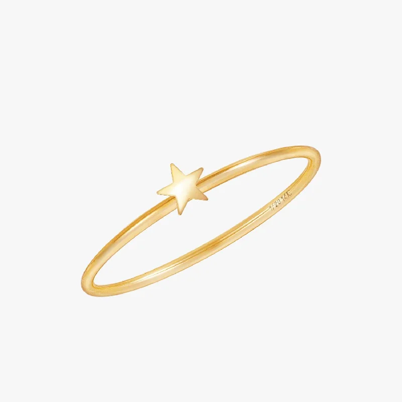 trendy wedding rings for women -Little Golden Star Ring