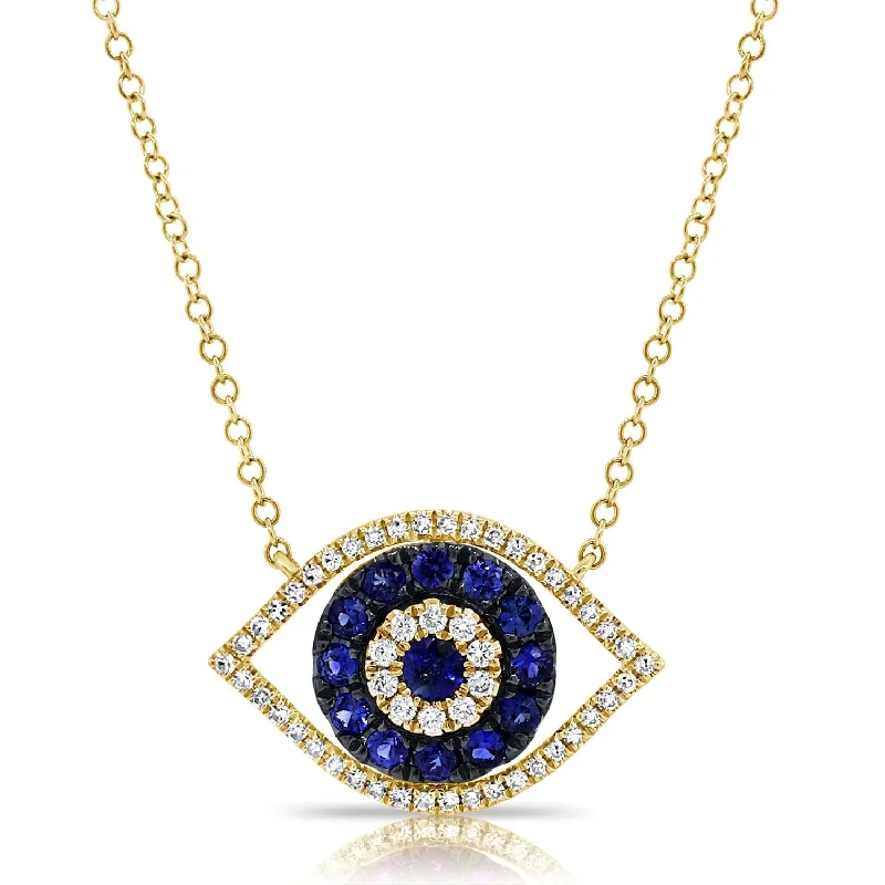 romantic gold necklaces for women -14k Gold & Diamond Evil Eye Necklace