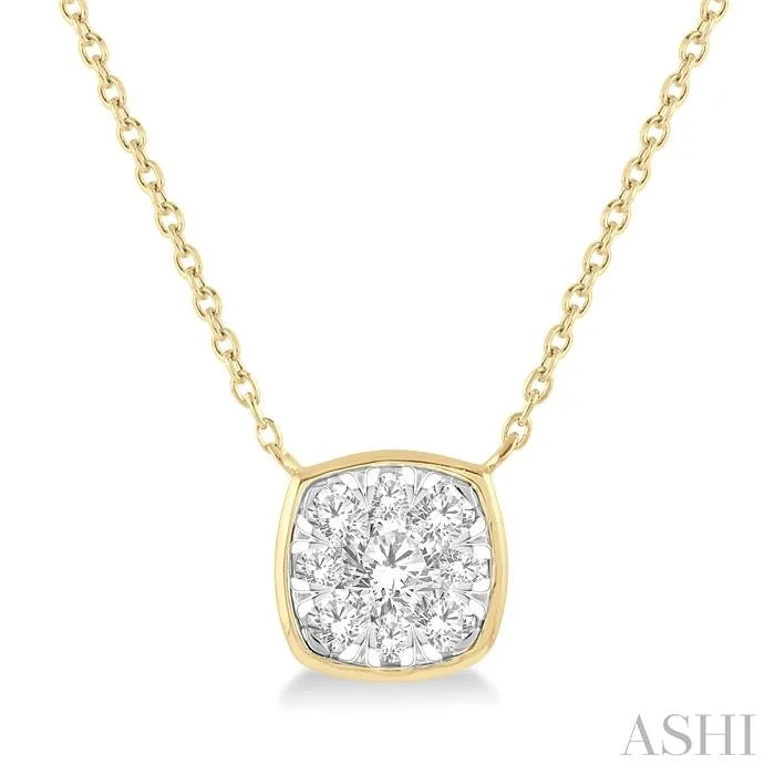 vintage gold necklaces for women -CUSHION SHAPE LOVEBRIGHT ESSENTIAL DIAMOND PENDANT