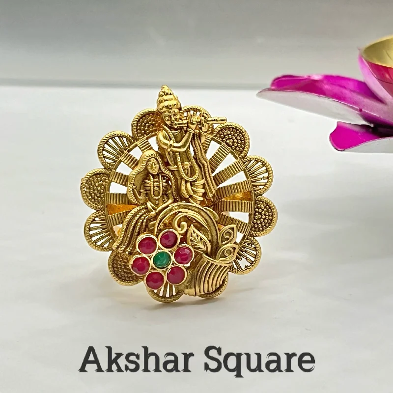 silver rings for women -Rajwadi gold radhe krishna Finger ring