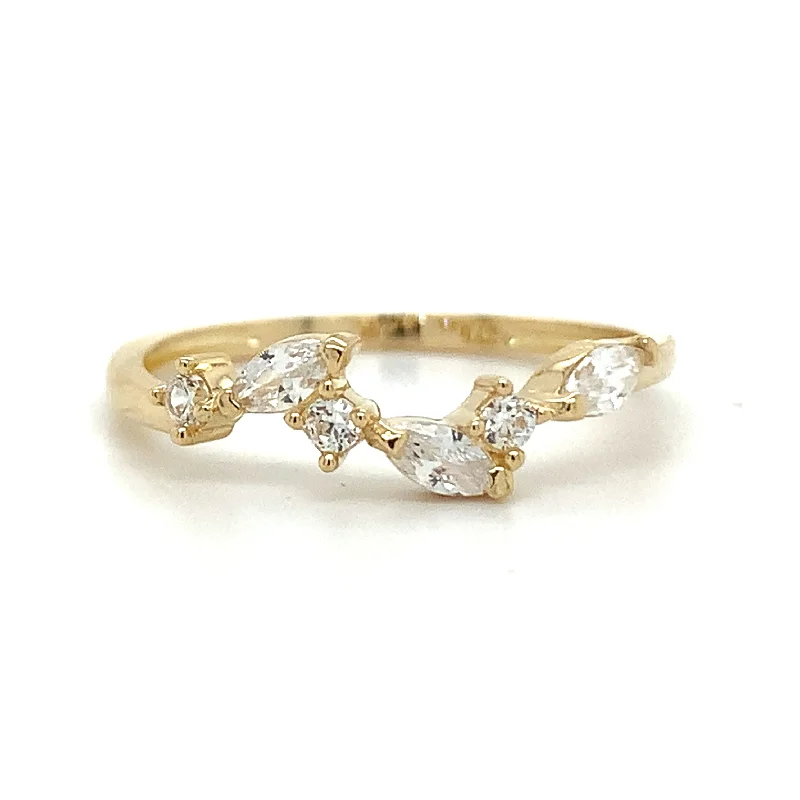 classic rings for women -9ct Yellow Gold Scattered Cz Ring