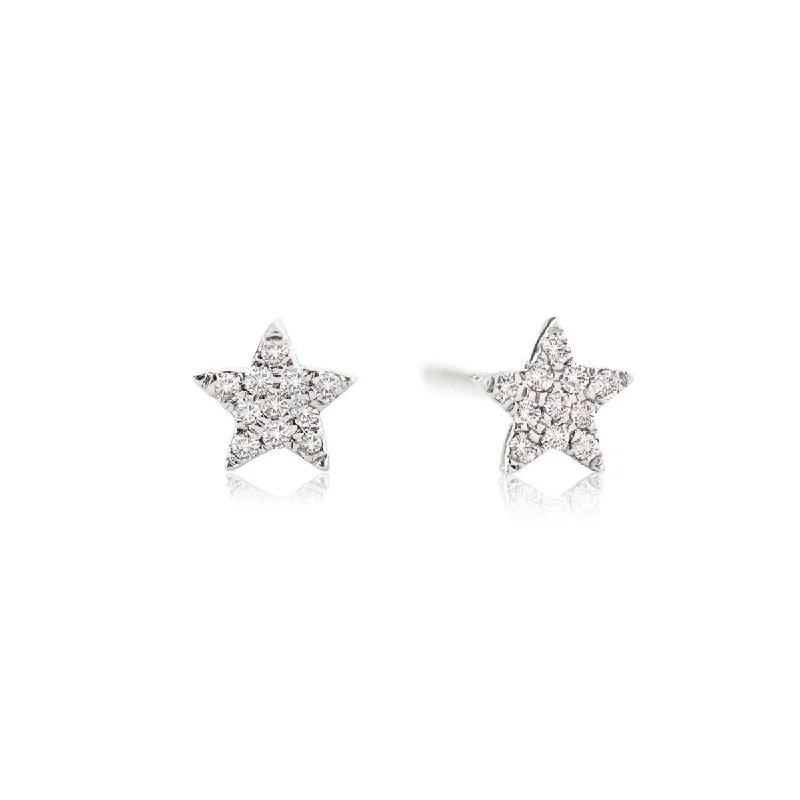 heart-shaped earrings for women -Mini Diamond Star Earrings