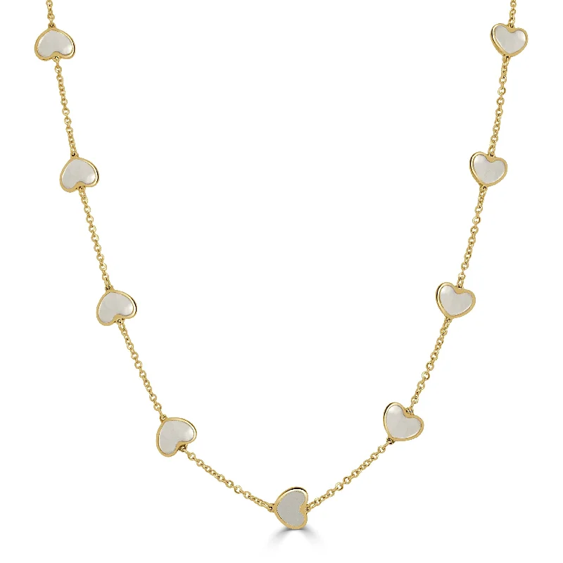 celestial necklaces for women -14k Gold & Mother of Pearl Heart Necklace