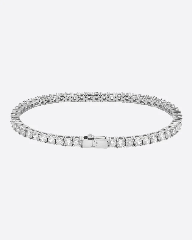 elegant bracelets for women -TENNISBOY BRACELET. - 3MM WHITE GOLD